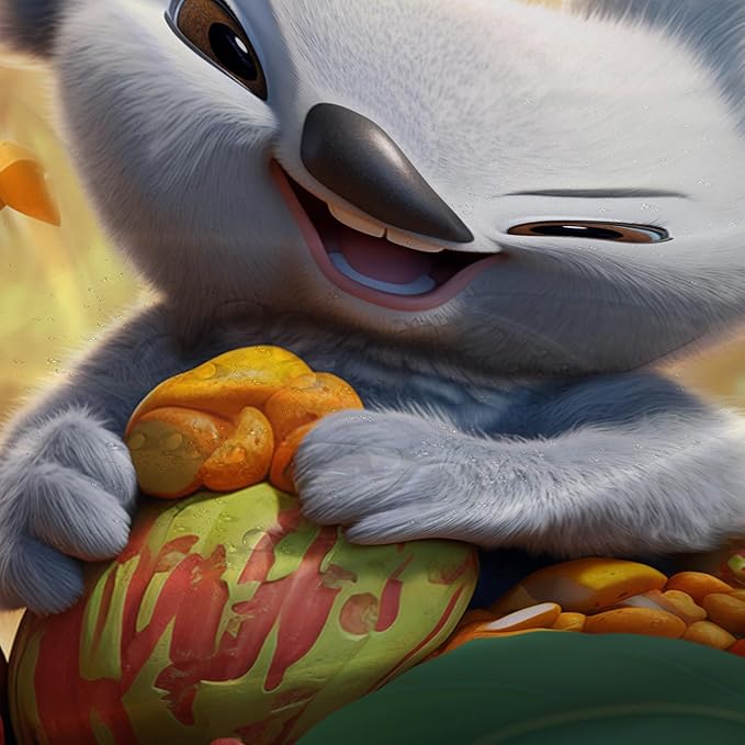 AILONEN Cartoon Koala Shower Curtain for Kids,Kawaii Fruit Koala Shower Curtain for Bathroom,Girls,Lovely Animals Shower Curtain Set with Hooks,48" W*72" H