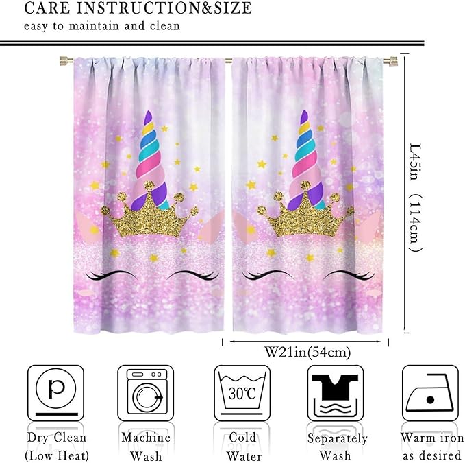 Kids Unicorn Curtains Kids Girls Boys Rainbow Unicorn Pattern Blackout Curtains Bedroom Curtains 42x45 Inches 2 Panels