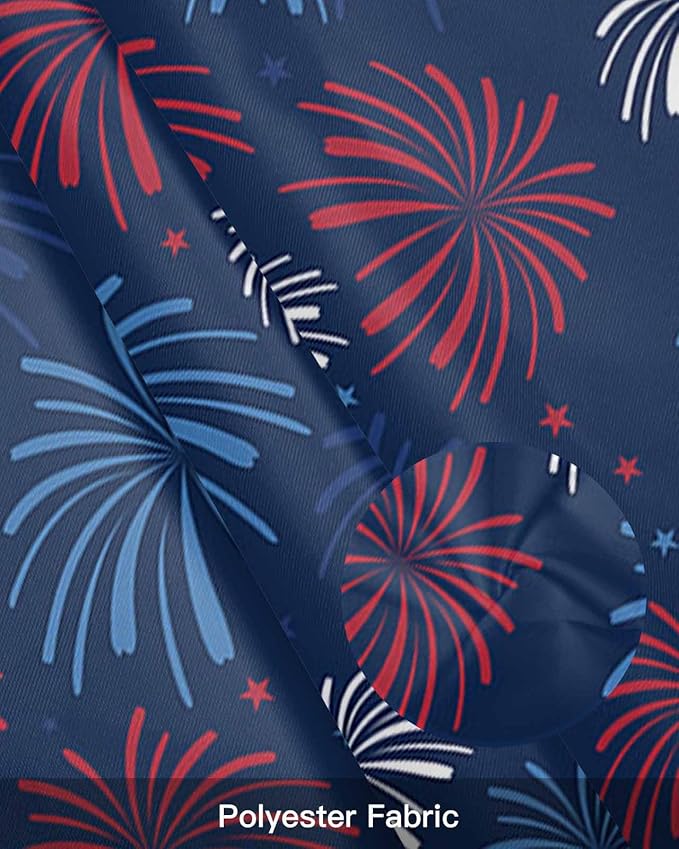 July 4th Kitchen Curtains Valances for Windows Fireworks Celebrate Patriotic Americana Stars Rod Pocket Window Treatment for Kitchen/Living Room/Bedroom/Bathroom, 60" X 18", Red, White and Blue