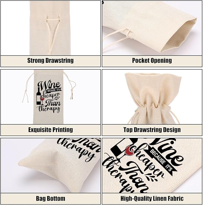 Funny Wine Quotes Wine Bag Wine Tasting Party Supplies for Wine Lovers Women Men Bridemaid Groom Friend Christmas Birthday Wedding Bachelorrette Party Wine Bags