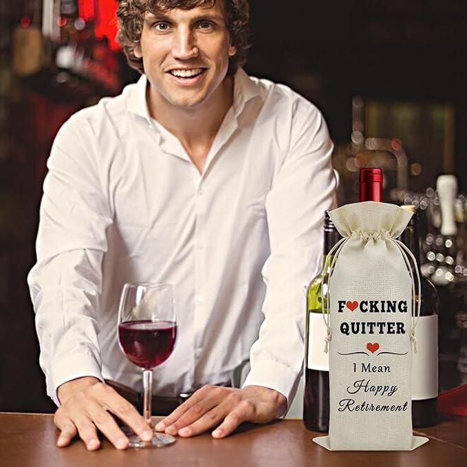 Sazuwu Funny Retirement Gifts for Coworker Wine Bag Leaving Job Gifts for Women Men Going Away Gifts for Friends Wine Bottle Decoration Bag Retired Gift Bag Wine Accessories Gifts for Wine Lovers