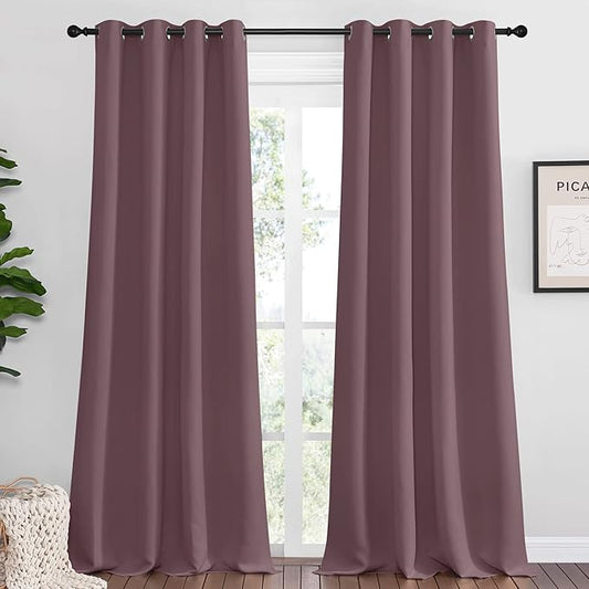 NICETOWN Dry Rose Blackout Curtains 120" Long for Office, Dining Room, Guest Room, 55" Wide, 2 Pieces, Sound Reducing Heat and Cold Block Curtain Panels for Modern Room Decorative
