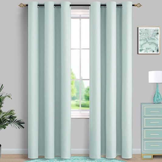Mrs.Naturall Coastal Curtains for Living Room,Farmhouse Blackout Beach Themed Curtains for Dining Room Bedroom Cowgirl Decor,Aqua Mint Green,96 Inch Long 2 Panels Set
