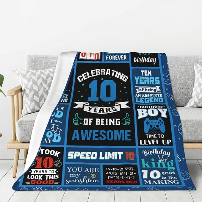 Gifts for 10 Year Old Boys, 10 Year Old Boy Birthday Gift, Kids Blanket 60 x 50 Inches Warm Flannel Boys Throw Blankets for Boys 10 Year Old Boy Gifts Ideas, 10 Year Old Boy Gifts
