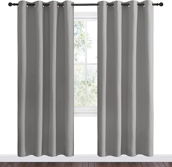 NICETOWN Silver Grey Room Darkening Curtain Panels 78" Long for RV, Play Room, Studio, Heat Block Out and Keep Warm Drapes Window Treatment Drapes for Doorway Entryway Patio (55" Width, 2 Panels)