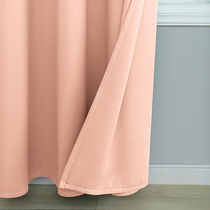 Mrs.Naturall Pink Kitchen Curtains,Blackout Short Length Window Curtains for Bedroom Blush Pink Bathroom Decor,45 Inch Long