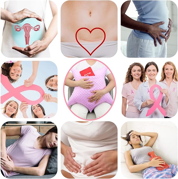 Star Hysterectomy Abdominal Pillows with 2 Pockets, Stomach Pillow after Surgery C-Section Tummy Tuck Support Gifts with Hands Placement Pouch Endometriosis Comfort Recovery Women Men Lavender