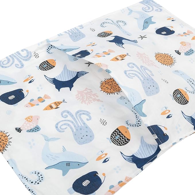 ALVABABY Toddler Pillowcases Fits 13 x 18 inch,12x 16inch Kids Sleep Pillow 2 Pack Cotton Baby Pillow Cover Envelope Children Pillowcases for Boys Girls Seaworld Dinosaur 2TPW12