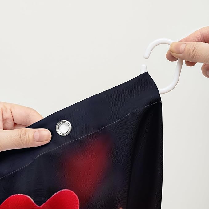 AILONEN 3D Rose Shower Curtain for Bathroom, Red Rose Hearts Print Bath Curtain,Romantic Rose Flower Shower Curtain Decoration Waterproof with 12 Plastic Hooks, 72" W*84" H