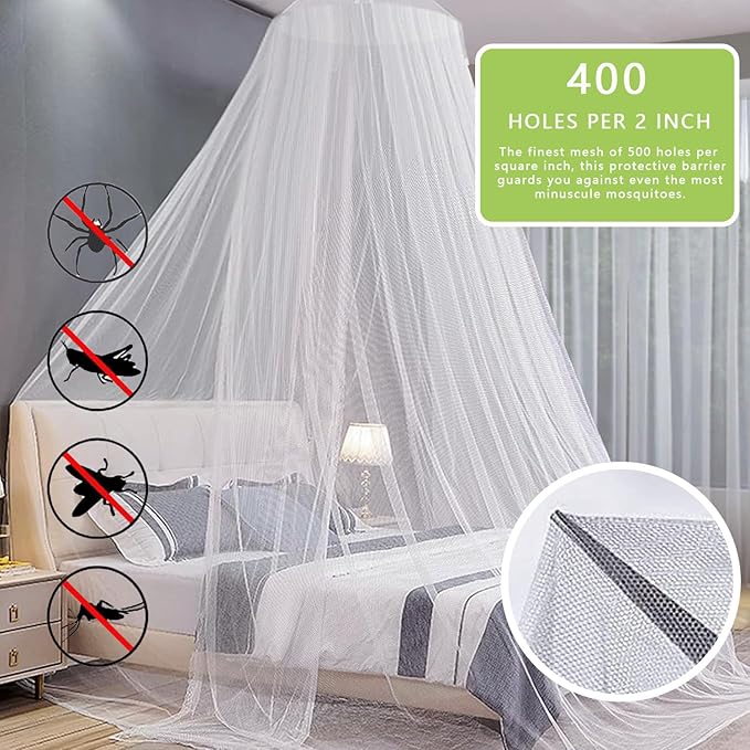 dix-rainbow Mosquito Net Bed Canopy,Elegant King/Queen Size Canopy Bed Curtains for Girls,Stylish Dome Mosquito Netting Bed Tent, Decor for Baby Cribs, Kid Beds, and Adult Beds（White）