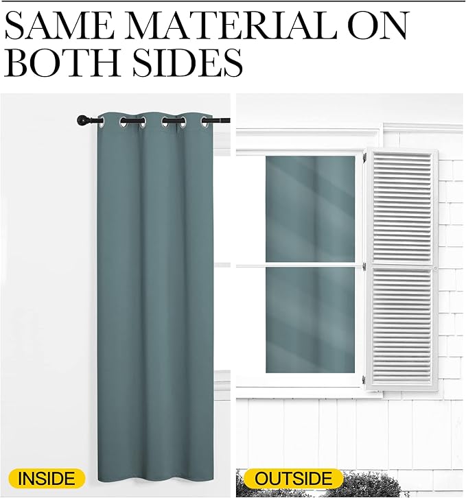 NICETOWN Modern Blackout Curtains Noise Reducing, Thermal Insulated and Privacy Room Darkening Drape Panels for Boy's Guest Room Door Window (Greyish Blue, 2 Panels, W42 x L84 -Inch)