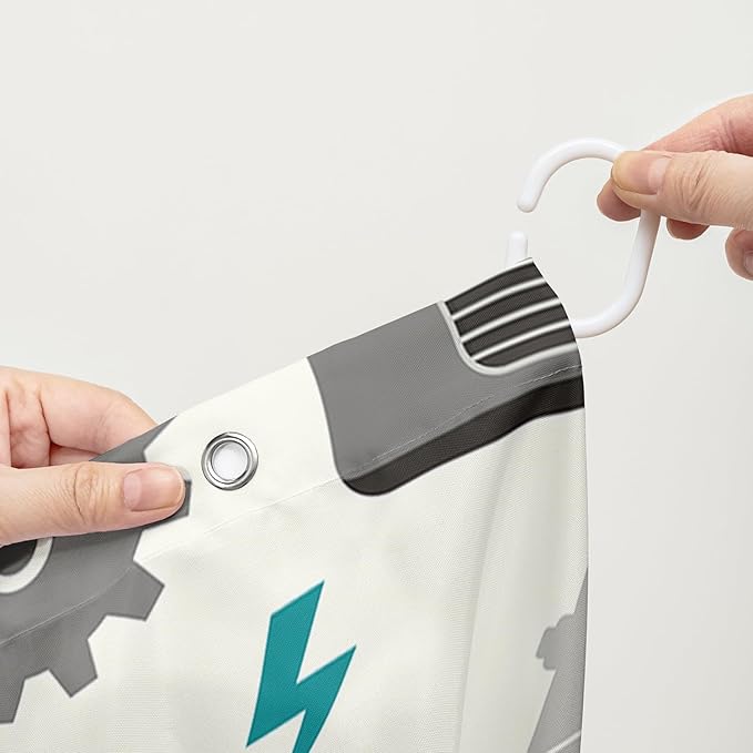 AILONEN Robot Shower Curtain,Cartoon Green Tank Robot Bathroom Decors, 36" W*72" H Logistic Robots Waterproof Shower Curtain for Boys Girls Teens Kids