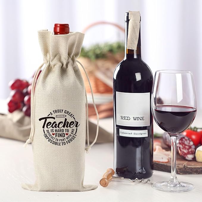 Teacher Thank You Gifts from Student, Teacher Appreciation Gifts for Women Men, Teacher's Day Gifts Wine Bags, A Truly Great Teacher