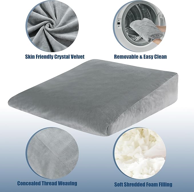 MABAZOO Adjustable Bed Wedge Pillow for Sleeping，Leg Elevation Pillow, Memory Foam Pillow for Post Surgery for Post, Back Support, Leg Elevation, Gerd Acid Reflux, Snoring