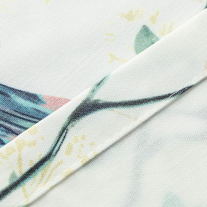 Leeva Green Bird Small Window Curtain Panels, 36 Inch Length Sets Bird and Floral Pattern Design Short Small Curtains for Kitchen Office Cafe Studio, 2 Panels, Rod Pocket