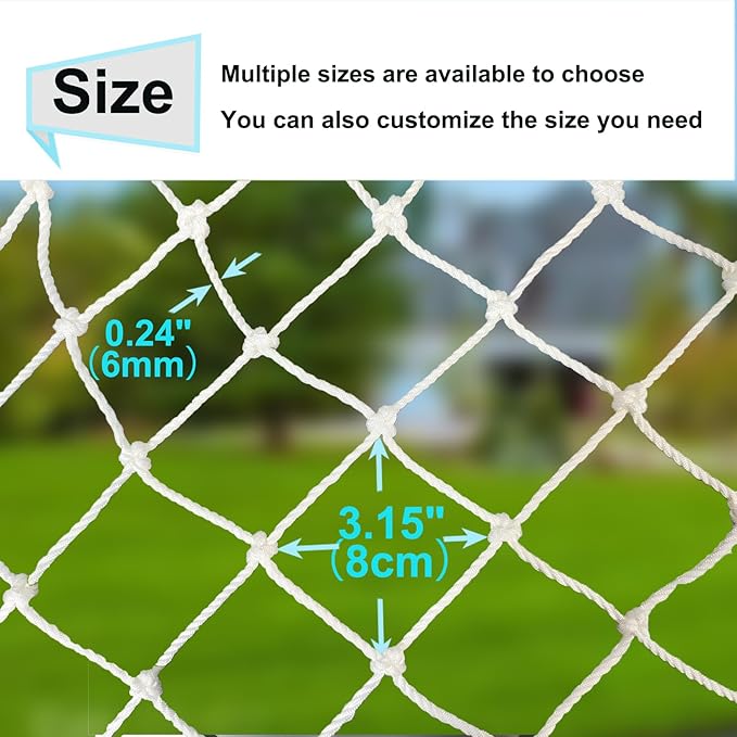 Rope Net Kids Safety Rope Netting Stairs Balcony Fence Safety Net Child Railing Playground Protection Rope Netting Indoor and Outdoor Decor Net White (6mm,2X0.5m)