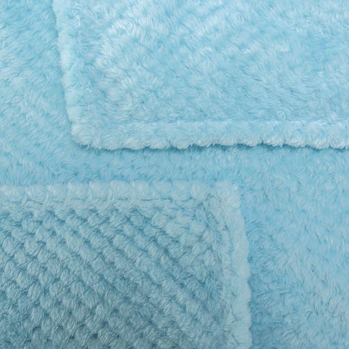 Fuzzy Throw Blanket, Plush Fleece Blankets for Adults, Toddler, Boys and Girls, Warm Soft Blankets and Throws for Bed, Couch, Sofa, Travel and Outdoor, Camping (Throw(50"x70"), L-Ice Blue)