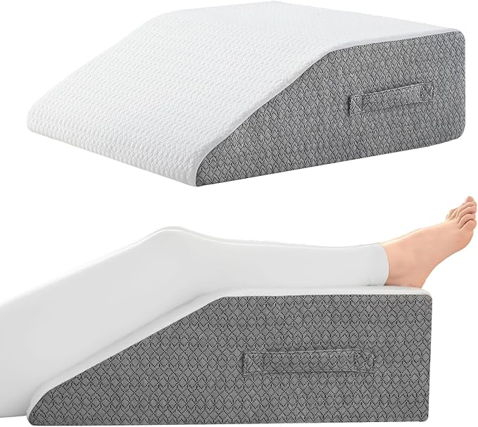 Leg Elevation Pillow for Sleeping, 8 inch Elevation Pillow for Leg After Surgery, Swelling, Leg Pillow Elevation Blood Circulation for Legs, Knees, Leg Wedges for Circulation (Flat to top 8 inch)