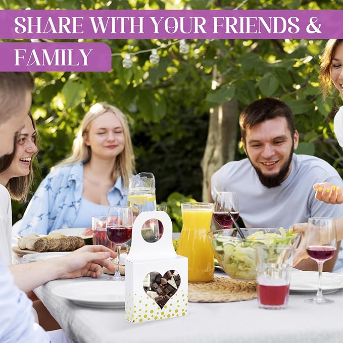 Megitzuu 50 Pieces Wine Bottle Box with Window, White Wine Boxes for Gifts Hanging Foldable Wine Gift Boxes Kraft Paper Wine Bottle Hanger Favor Box for Holding Candy Truffles Chocolate Cookies