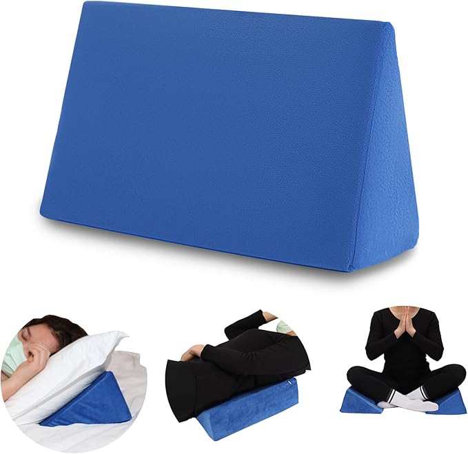Small Wedge Pillow, Wedge Pillow for Bed Sores, Positioning Pillow, Positioning Wedge, Yoga Wedge Pillow, Mini Wedge Pillow for Laptop, Small Wedge Pillow for Chair (1 Unit, Blue)