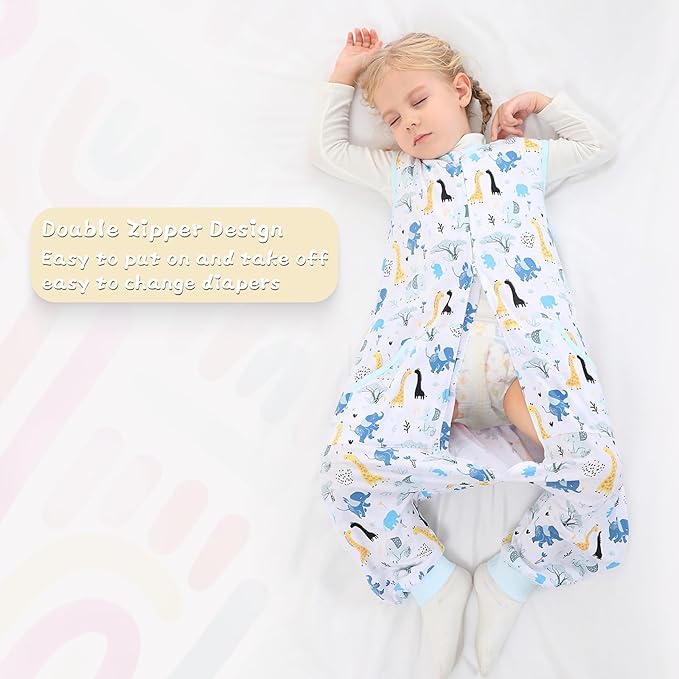 WONDAY Toddler Sleeping Sack, Sleep Sack 3t-5t, Sleep Sack with Legs Baby Wearable Blanket, Toddler Sleep Sacks with Feet, Sleeveless Cotton Sleep Sack for Early Walkers
