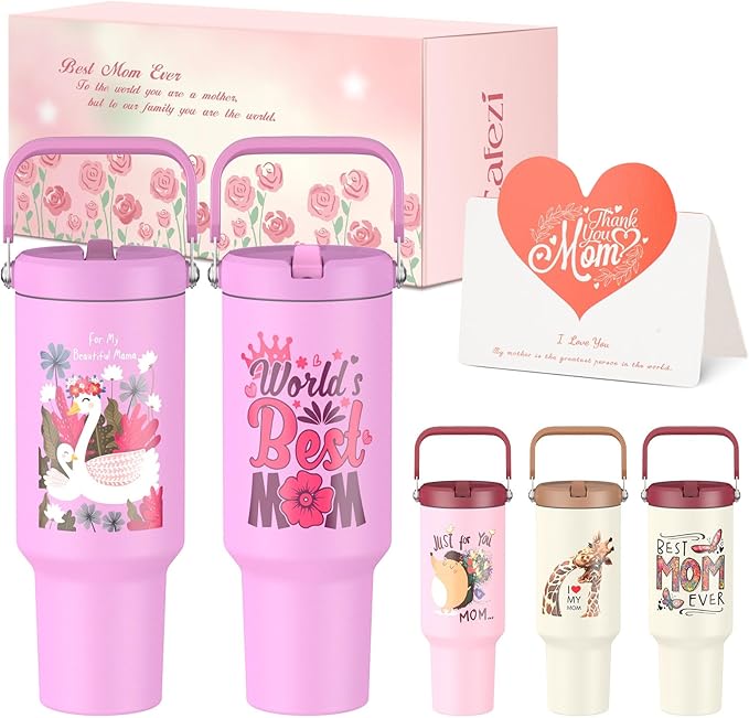 Gifts for Mom, Mothers Day Gifts for Mom from Daughter or Son - Birthday Gifts, Christmas Gifts, Mom Gifts for Mothers Day - 40 oz Tumbler with Lid and Straw (Swans)