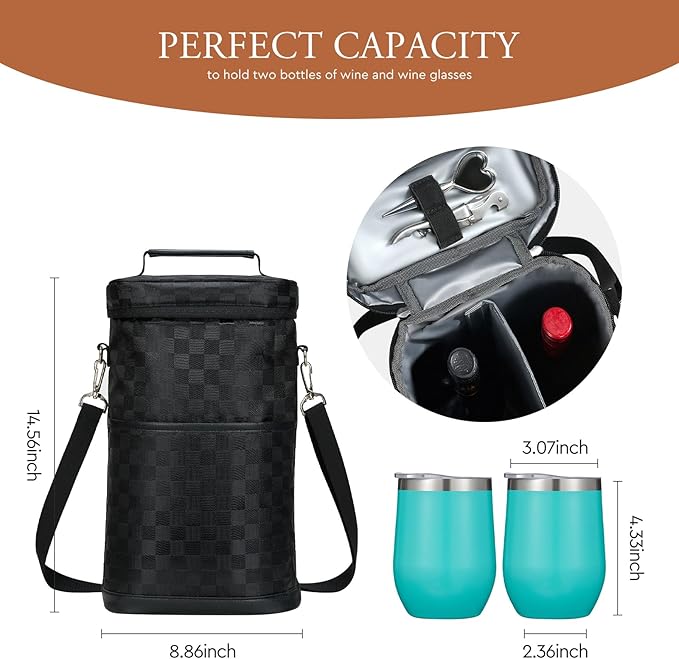 AW BRIDAL Wine Gifts Bag for Women Wine Gift Basket Personalized Birthday Gifts for Women Wine Lover Gifts Wine Tote Bag for Travel Insulated Wine Bags with Tumblers