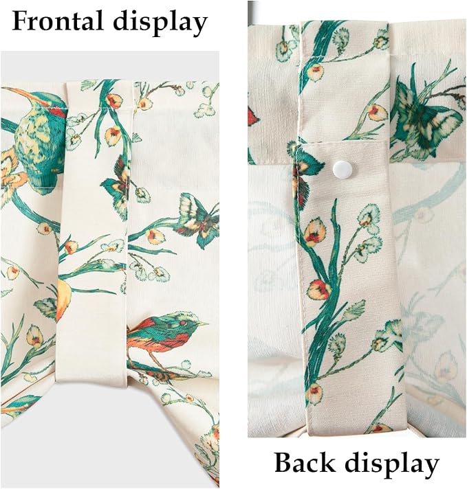 Leeva Branch and Birds Print Tie Up Curtains Valances for Windows Porch, Thermal Insulated Rod Pocket Green Spring Style Small Curtains and Drapes for Kids' Room, One Panel, 52 x 18