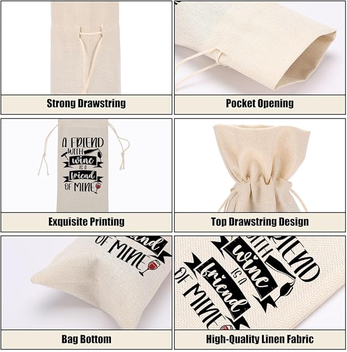 Funny Wine Quotes Wine Bag Wine Tasting Party Supplies for Wine Lovers Women Men Bride Coworker Him Christmas Birthday Wedding Bachelorrette Party Wine Bags
