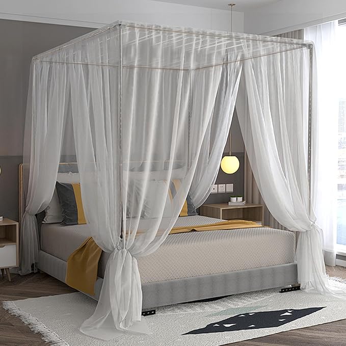 Canopy Bed Frame Post for King Size Beds,Premium Stainless Steel Bed Post Poles Thicken Bed Canopy Frame,Fit for Four-Corner Bed and Mosquito Curtains