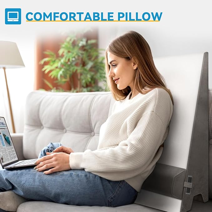 CloudBliss 12 inches Bed Wedge Pillow with Memory Foam for Sleeping After Gerd Acid Reflux, Surgery, Relief Back Pain, Adjustable and Breathable Pillow with Washable Cover for Surgery Recovery, Gray