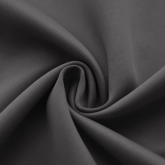 Mrs.Naturall Black Out Curtains 63 Inch Long for Bedroom Windows,Dark Grey/Gray Thermal Insulated Block Heat Blocking Blackout Curtains 63 Inch Length for Living Room 2 Panels Set