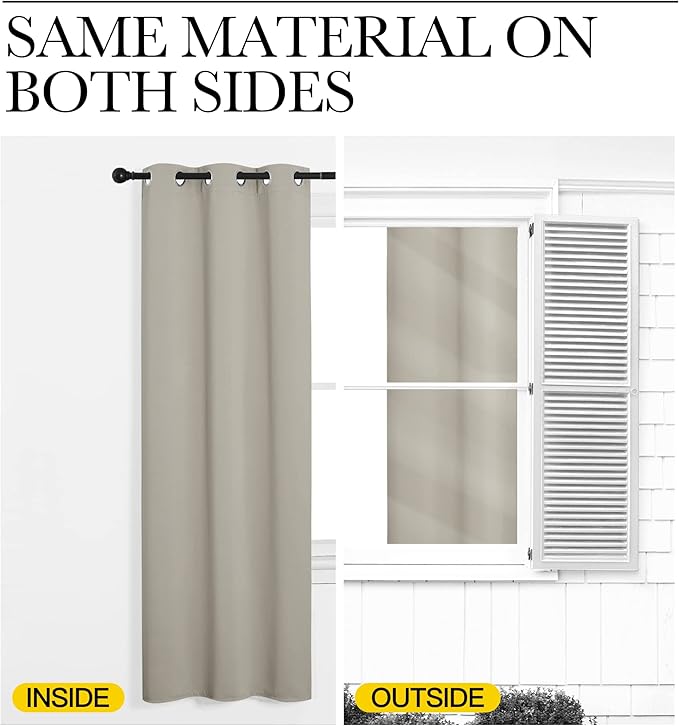 NICETOWN Blackout Curtains for Bedroom, 72 inches Long Curtains & Drapes for Living Room, Thermal Insulated Window Treatment Draperies for Nursery (Natural, 34" by 72")