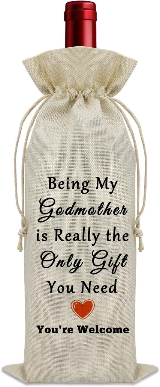 Sazuwu Godmother Gift Wine Bag New Godmother Gift Baptism Godmother Gift Wine Bottle Decoration Bag Godmother to Be Gift Mothers Day Gifts Godmother Gifts from Godchild Baptism Wine Accessory Gifts