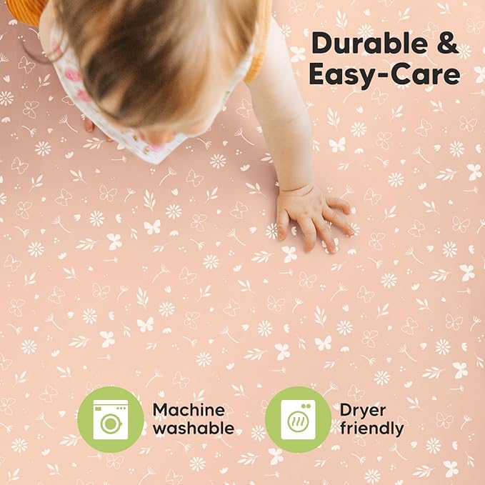 Pack and Play Sheets Fitted, 2-Pack Mini Crib Sheets - Pack N Play Sheets, Organic Fitted Crib Sheet for Pack and Play Mattress, Playard Baby Crib Sheets, Crib Sheets Neutral for Boys (Butterflies)