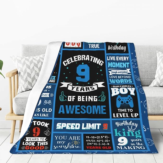 Gifts for 9 Year Old Boy, 9 Year Old Boy Gifts Kids Blanket 40x50in, Best Gifts for 9 Year Old Boys Warm Flannel Throw Blankets Birthday Gifts for 9 Year Old Boy