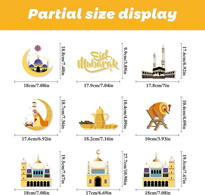 Totelux Eid Mubarak Decorations Ramadan Window Clings Ramadan Mubarak Window Stickers Muslim Moon Star Window Decals for Glass Window Home Office Holiday Eid Al-fitr Party Supplies 9Sheets
