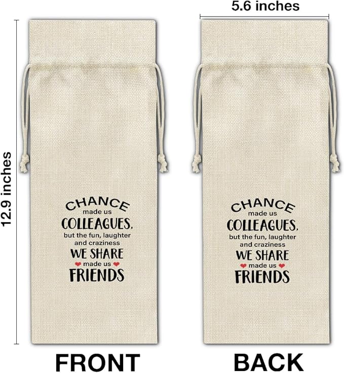 HOIJAUMAI Gift for Colleagues, Friendship Gifts for Coworkers Colleagues, Colleagues Wine Bag Coworker Wine Gift Bags for Women Men