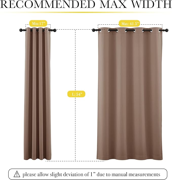NICETOWN Bedroom Full Blackout Curtain Panels, Super Thick Insulated Window Covers, Keeping Out Cold Air and Heat 100% Blackout Blinds with Same Color Liner (Taupe, Set of 2 PCs, 52 by 54-inch)