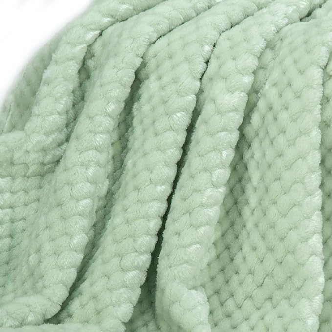 Fuzzy Blanket or Fluffy Blanket for Baby, Soft Warm Cozy Coral Fleece Toddler, Infant or Newborn Receiving Blanket for Crib, Stroller, Travel, Decorative (28Wx40L, XS-Pastel Green)