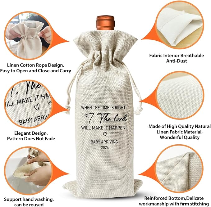 Baby Announcement Wine Gift Bag for New Grandpa Grandma Uncle Aunt 2024, Religious Pregnancy Announcement 2024, Pregnancy Reveal, New Dad Mom Gift 2024, Gender Neutral Baby Announcement, Baby Shower