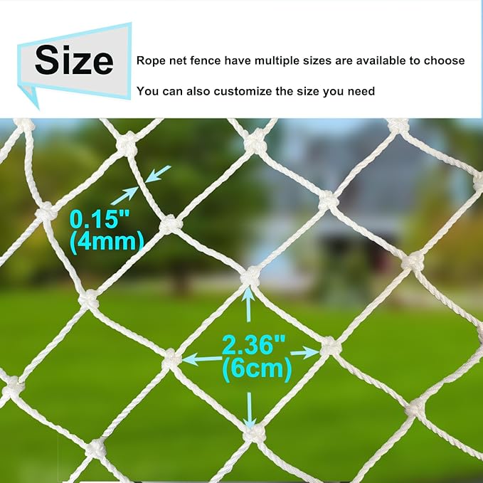 Rope Net Kids Safety Rope Netting Stairs Balcony Fence Safety Net Child Railing Playground Protection Rope Netting Indoor and Outdoor Decor Net White (4mm,1X10m)