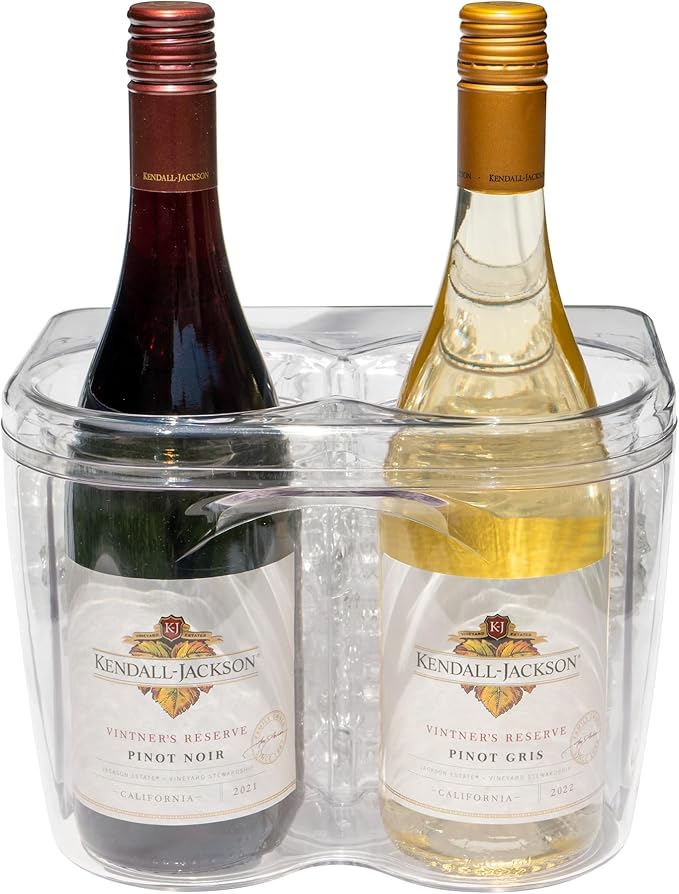 Ice Chilled Wine Bottle Server and Carafe Set - Includes Two 1.35L Carafes | Champagne & Wine Bottle Chiller | Shatter Resistant Cooler for Bars and Outdoors | Keeps Bottles Cooler for Longer