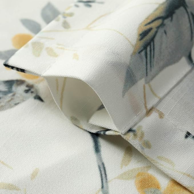 Leeva Farmhouse Style Linen Textured Short Window Treatment, Elegant Grey Birds Curtain Tiers for Bathroom Living Room Cafe, 2 Panels Set, 29 x 30 Inch