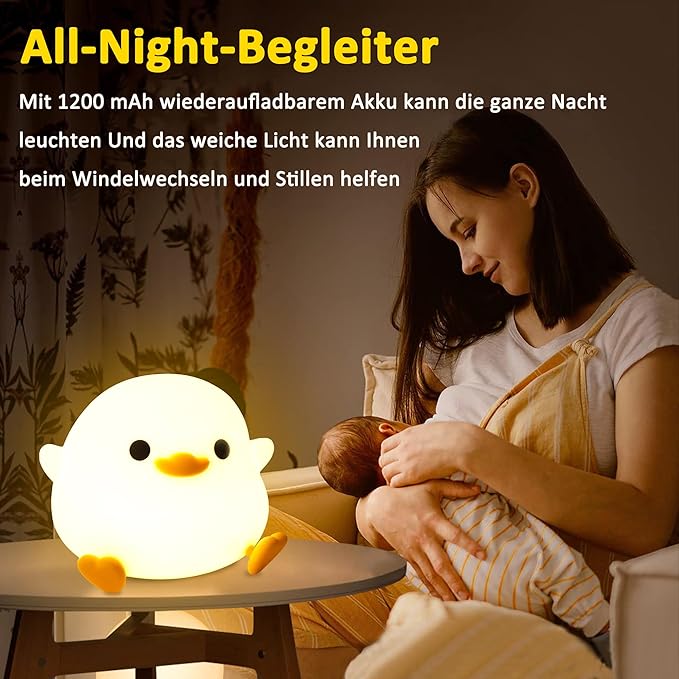 Duck Night Light, Cute Duck Gifts for Girl, Duck Lamp Gifts Dorm Decor Lamp for Nursery, ABS+SIL, Touch Control, Portable and Rechargeable Dimmable, Birthday Gifts for Boys Girls (DoDo Duck)