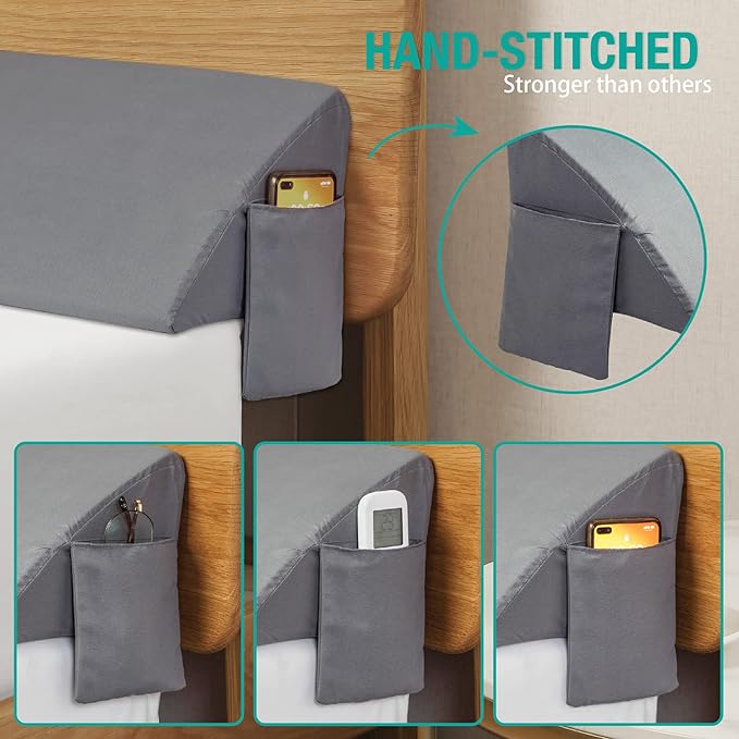 Vekkia Full Wedge Pillow Headboard/Bed Wedge Pillow for Headboard/Bed Gap Filler/Headboard Pillow,Pillow Wedge for Headboard Gap(0-6"),Stop Loosing Your Pillows,Phone(Gray 54"x10"x6")