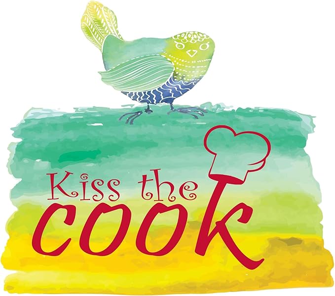 Kitchen Chef Love cook Vinyl wall Art Decal Home Wall Decoration Loving Home Kitchen Kiss The Cook - Size: 30 in x 27 in