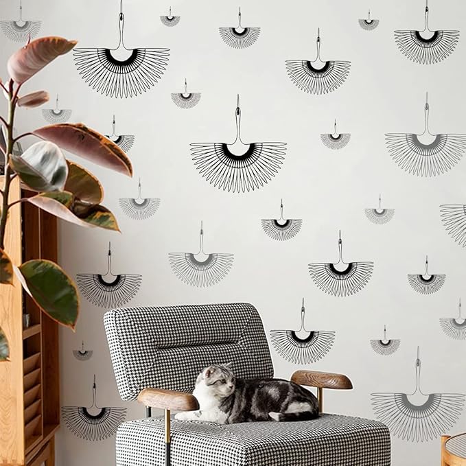 Black Leaves Wall Sticker Modern Wall Decal Black Boho Wall Sticker for Living Room Decor Nordic Leaves Wall Art Stickers for Bedroom Peel and Stick Fans Wallpaper Stickers for Kids Room Kitchen Decor