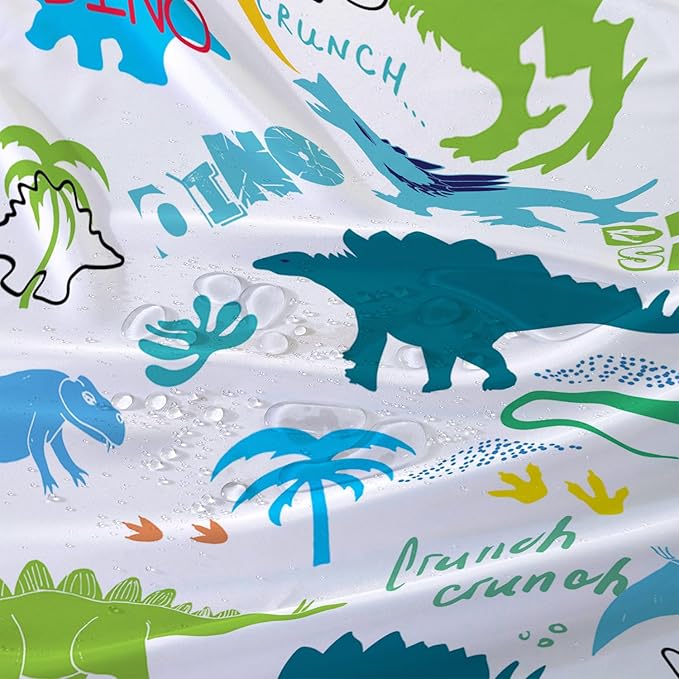 AILONEN Cartoon Dinosaur Shower Curtain for Kids Boys 72" W*72" H Inch,Colorful Dinosaur Pattern Shower Curtain,12 Pack Hooks Polyester Waterproof Fabric Decor for Bathroom