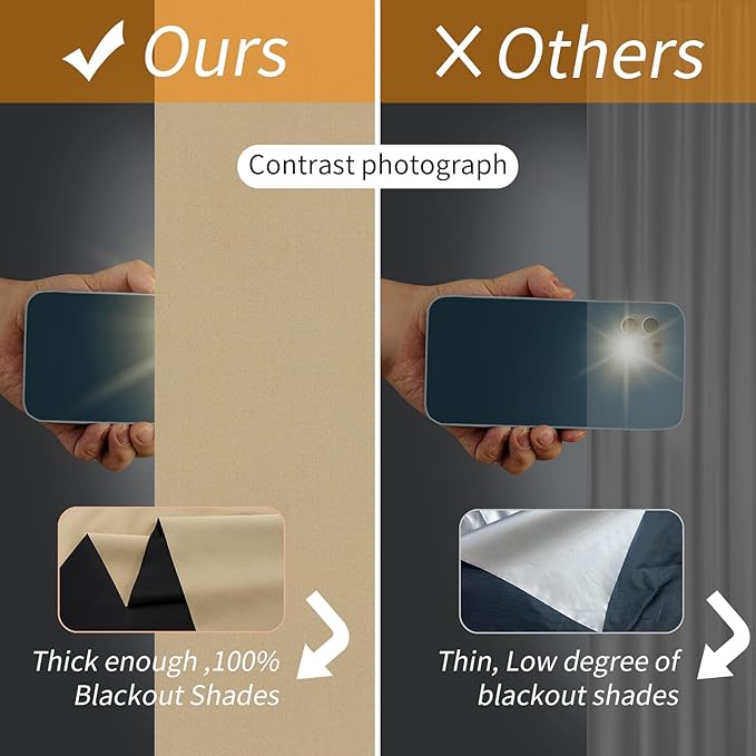 Portable Blackout Shades 100% Blackout Curtains for Bedroom Small Window Curtains No Light Kitchen Windows Insulated for Nursery for Baby Travel Curtain,Sand Yellow,56" W x 40" L,1 Panel